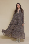 In loom, floral boho maxi dress, in black floral.