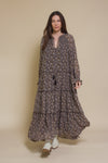 In loom, floral boho maxi dress, in black floral.