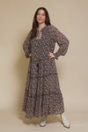 In loom, floral boho maxi dress, in black floral.