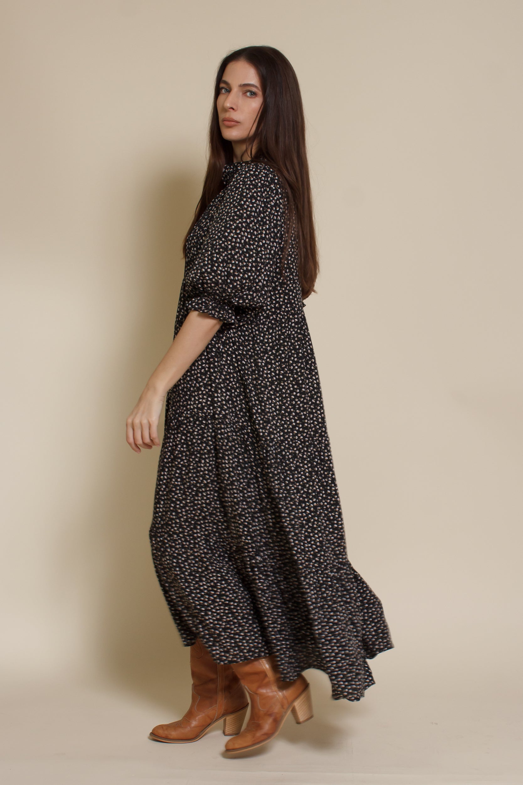 button front midi dress long sleeve Long Sleeve Button Front Midi Dress