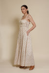 In Loom floral maxi dress with tie straps, in vintage cream.