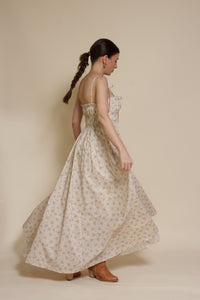 In Loom floral maxi dress with tie straps, in vintage cream.