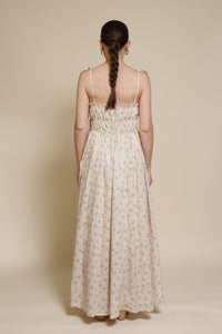 In Loom floral maxi dress with tie straps, in vintage cream.