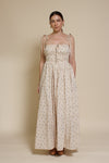 In Loom floral maxi dress with tie straps, in vintage cream.