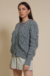 In Loom chunky pointelle knit cardigan, in sage.