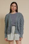 In Loom chunky pointelle knit cardigan, in sage.