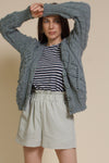 In Loom chunky pointelle knit cardigan, in sage.