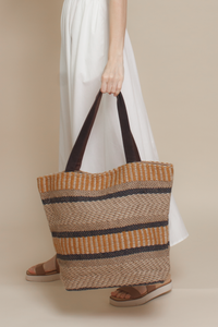 Lovestitch large jute tote bag, in mustard.
