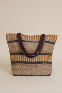 Lovestitch large jute tote bag, in mustard.
