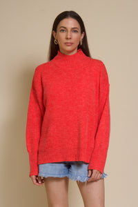 La Miel mock neck sweater, in tomato.