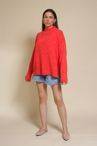 La Miel mock neck sweater, in tomato.