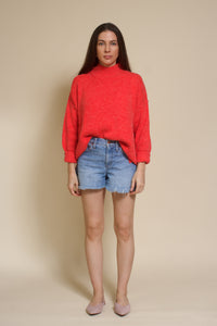 La Miel mock neck sweater, in tomato.