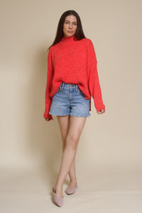 La Miel mock neck sweater, in tomato.