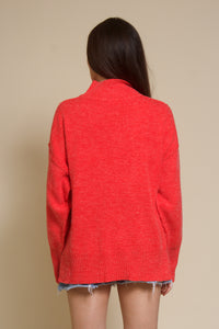 La Miel mock neck sweater, in tomato.