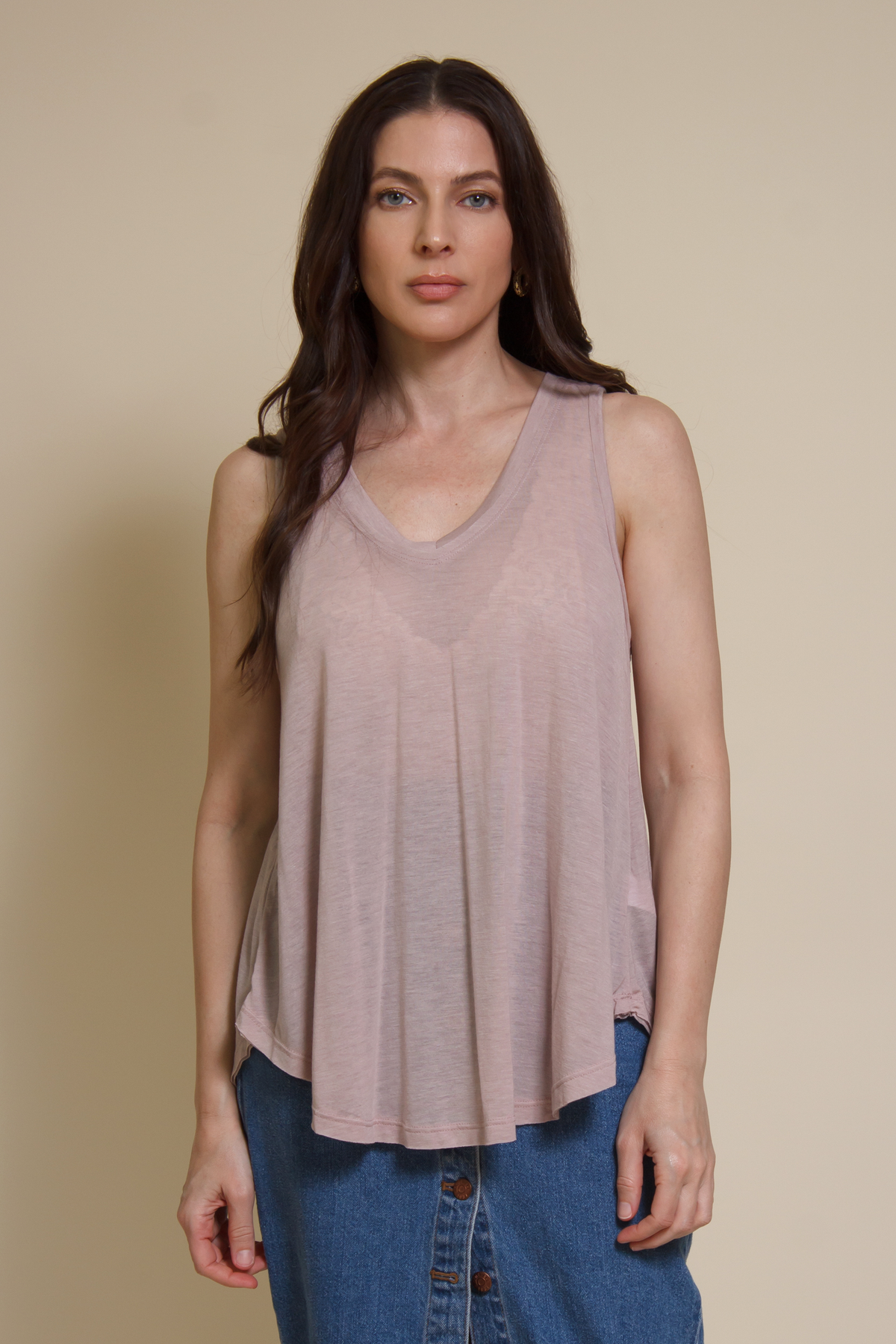 Loose fitting flowy tank top, in rose.