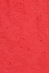Eyelet embroidered puff sleeve midi dress, in coral.