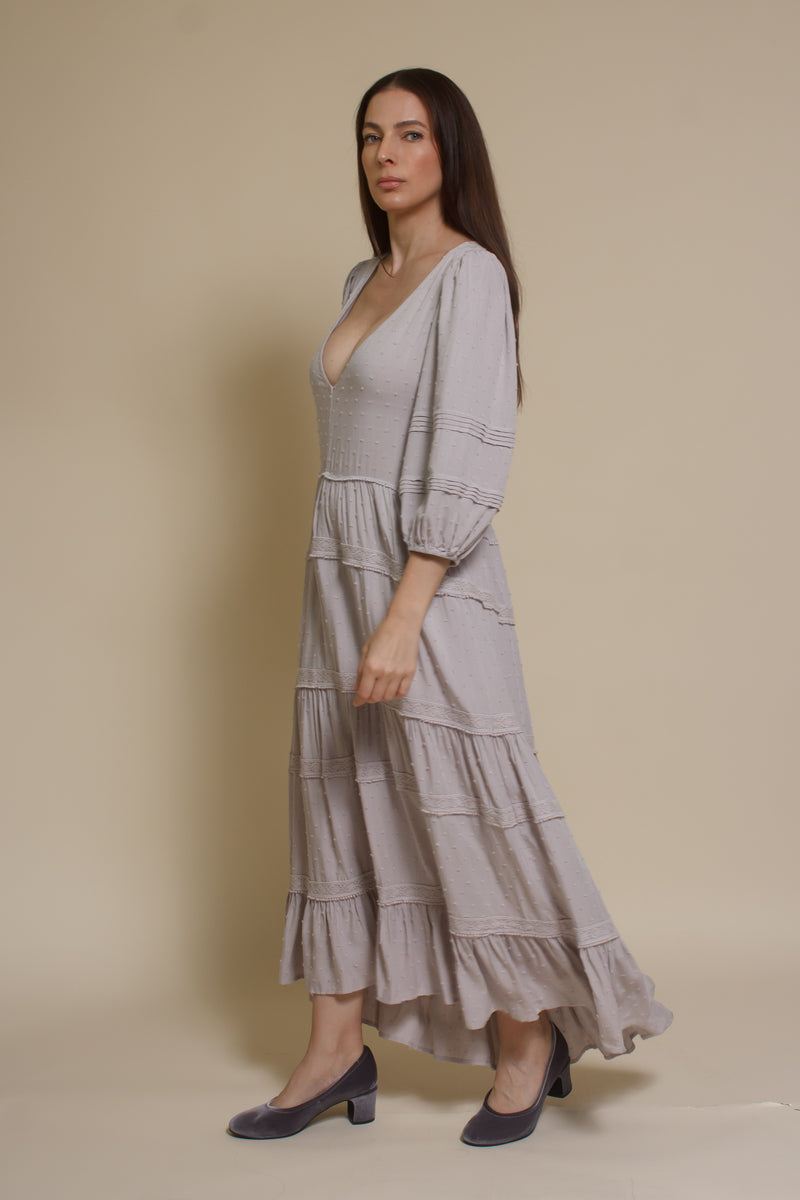 Lovestitch Freefall Maxi Dress, in silver.