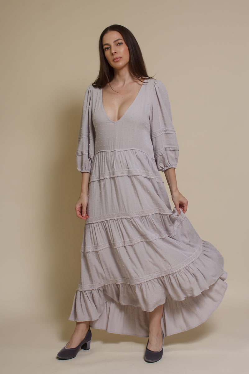 Lovestitch Freefall Maxi Dress, in silver.
