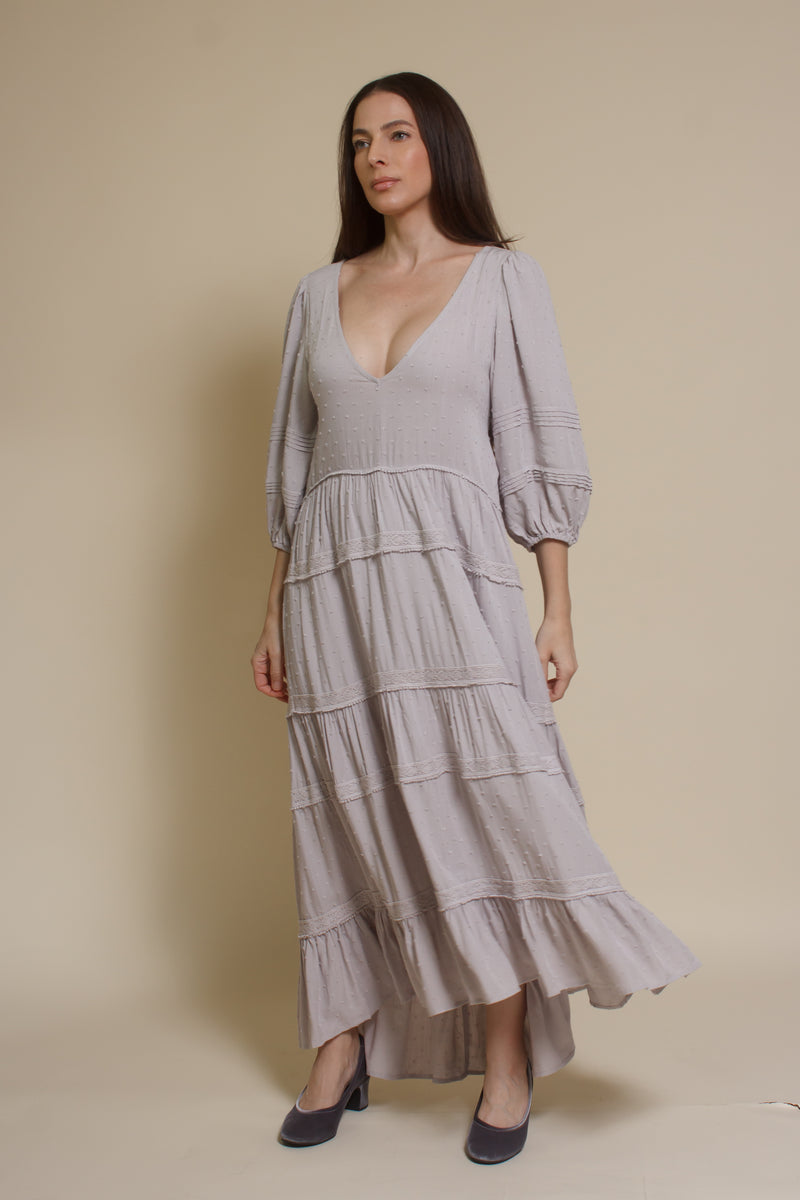 Lovestitch Freefall Maxi Dress, in silver.