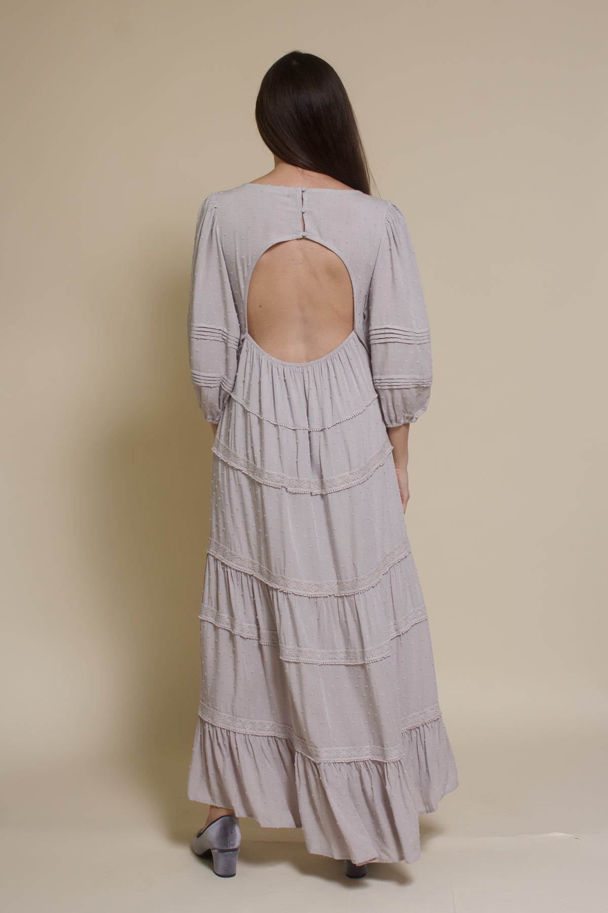 Lovestitch Freefall Maxi Dress, in silver.