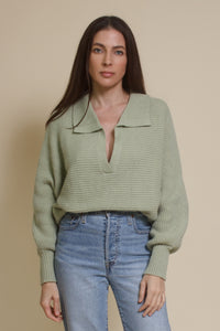 Mable collared sweater, in dusty sage.