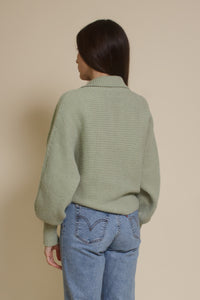 Mable collared sweater, in dusty sage.