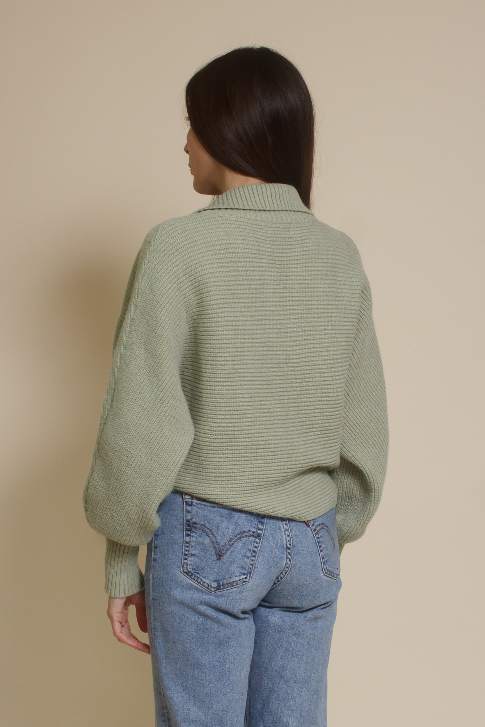 Mable collared sweater, in dusty sage.