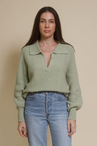Mable collared sweater, in dusty sage.
