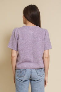 &Merci, heathered short sleeve cardigan, in lavender.