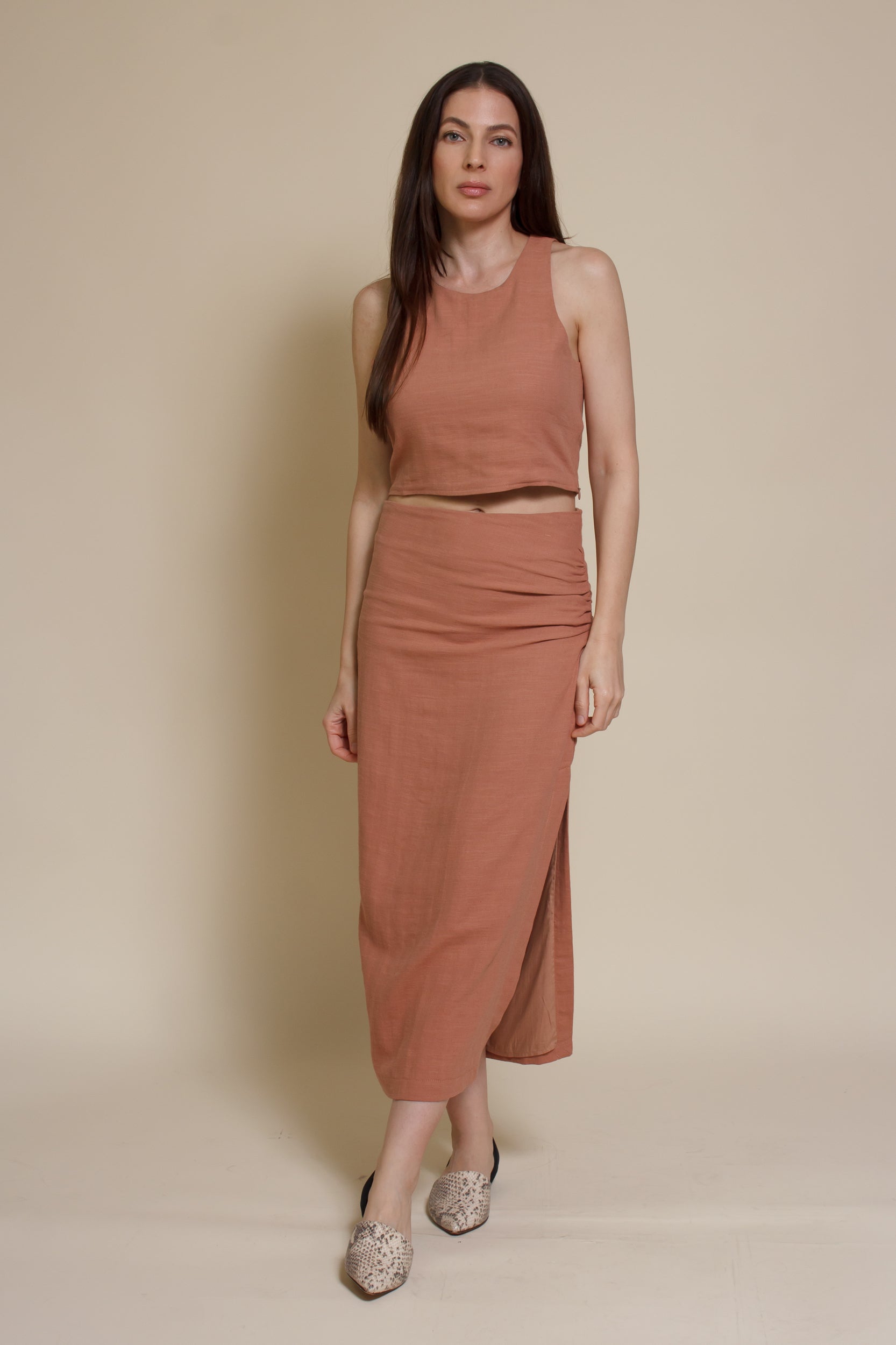 Miou Muse Cotton/Linen Blend Midi Skirt Set – Franklin Sunset