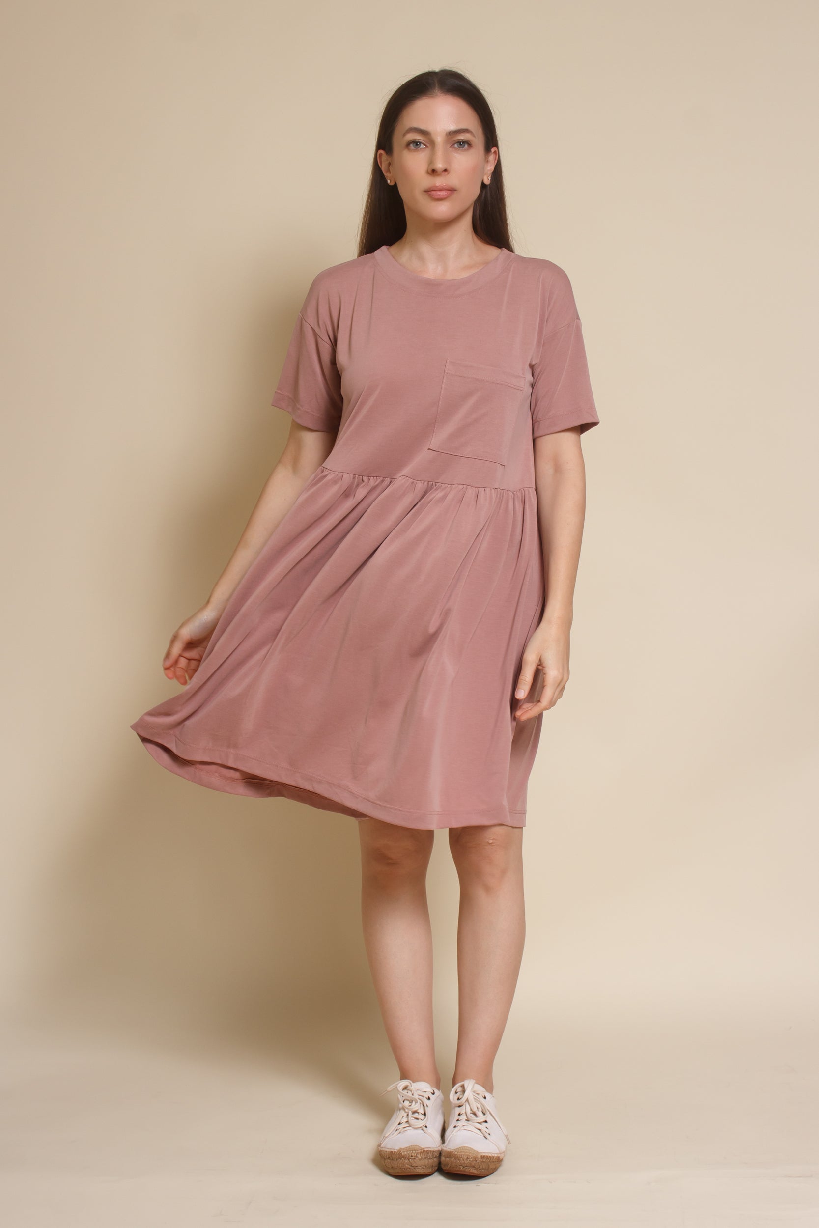 Mod Ref babydoll fit mini dress, in pale lilac.