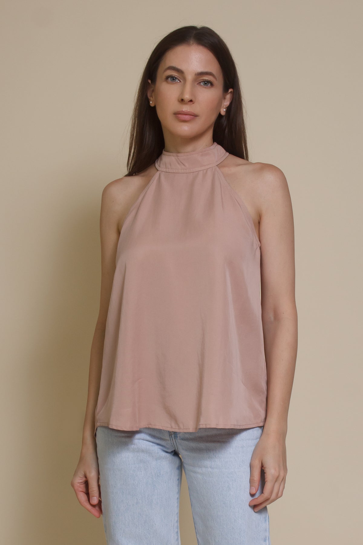 Mod Ref Florence button back blouse, in dusty blush.