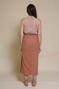 Mod Ref Florence button back blouse, in dusty blush.