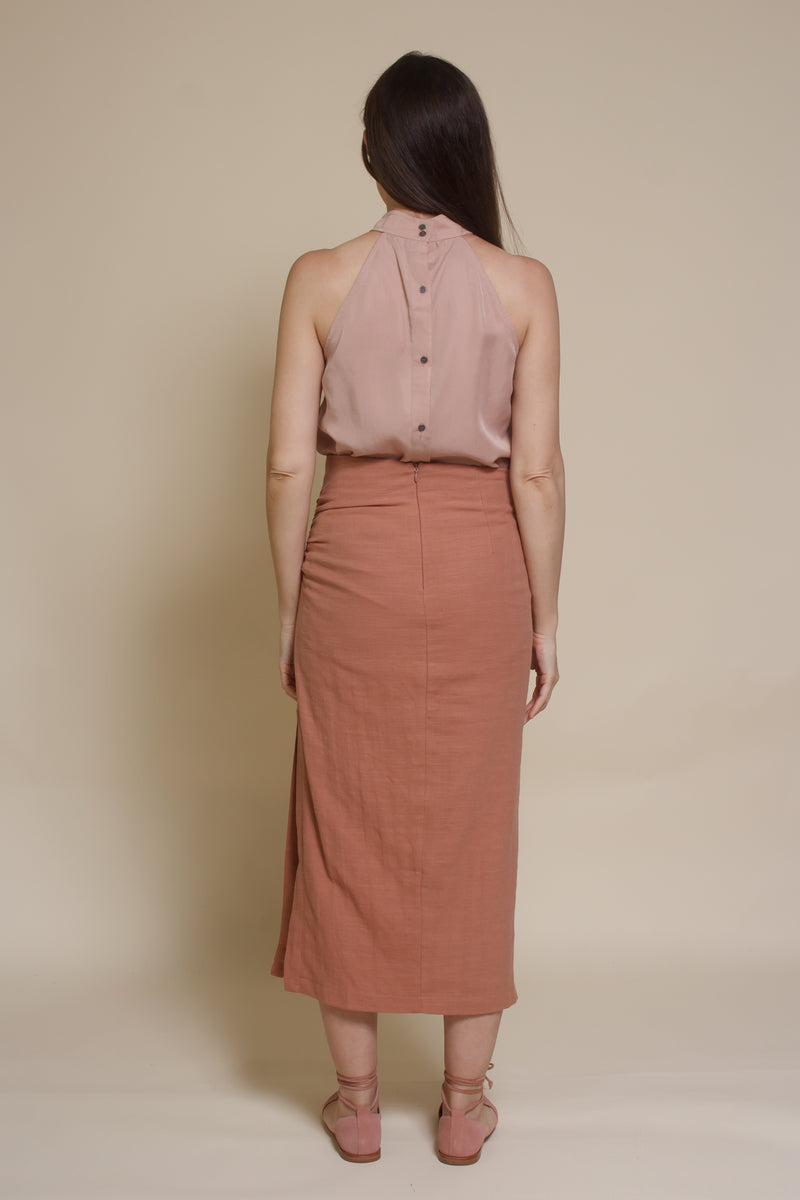 Mod Ref Florence button back blouse, in dusty blush.