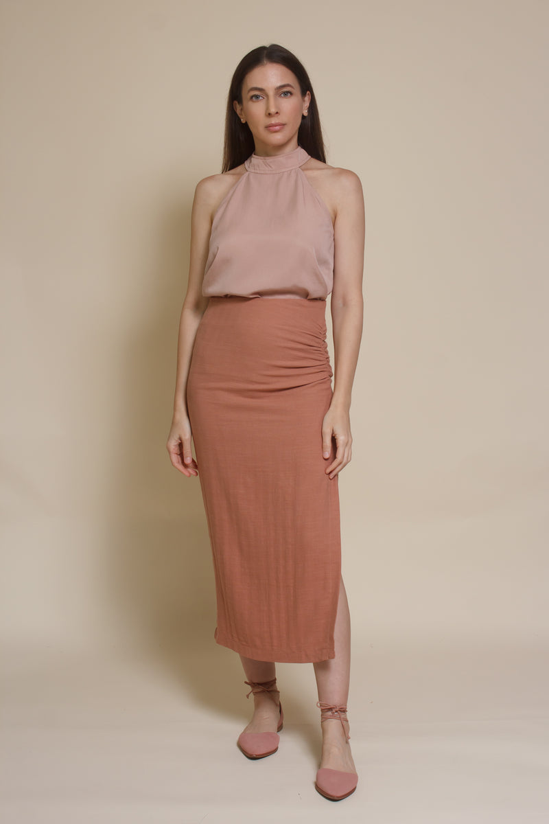 Mod Ref Florence button back blouse, in dusty blush.