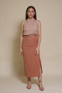 Mod Ref Florence button back blouse, in dusty blush.