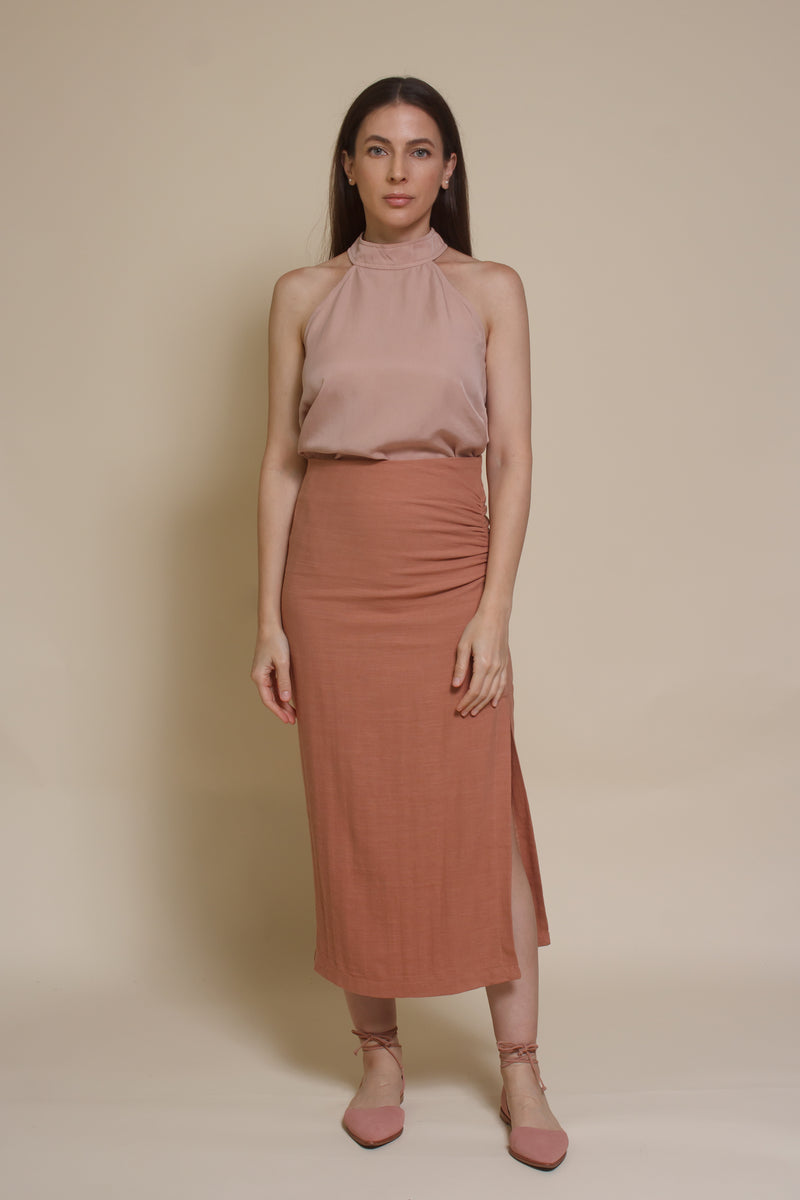 Mod Ref Florence button back blouse, in dusty blush.