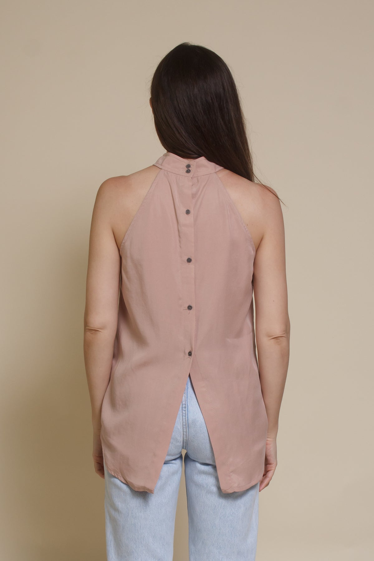 Mod Ref Florence button back blouse, in dusty blush.