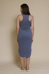 Mod Ref Gloria knit midi dress, in dusty blue.