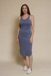 Mod Ref Gloria knit midi dress, in dusty blue.
