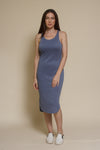Mod Ref Gloria knit midi dress, in dusty blue.