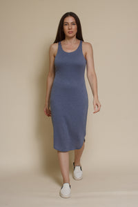 Mod Ref Gloria knit midi dress, in dusty blue.