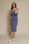Mod Ref Gloria knit midi dress, in dusty blue.