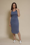 Mod Ref Gloria knit midi dress, in dusty blue.