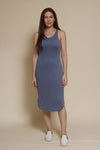 Mod Ref Gloria knit midi dress, in dusty blue.
