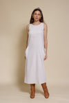 Mod Ref linen pocket dress, in ivory.