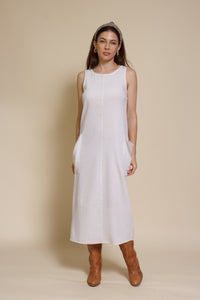 Mod Ref linen pocket dress, in ivory.