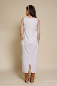 Mod Ref linen pocket dress, in ivory.