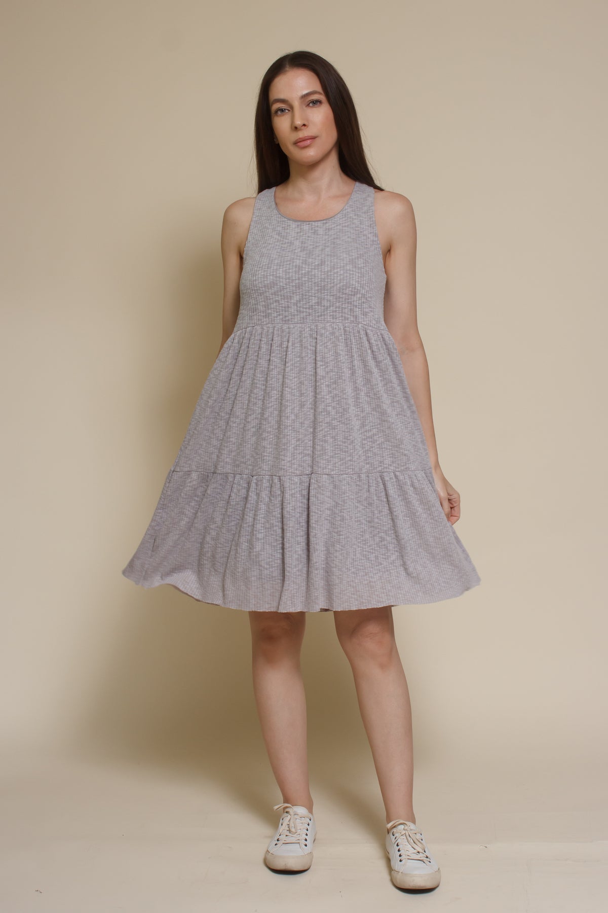 Mod Ref Lizzie textured mini dress, in grey.