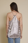 Mod Ref velvet camisole top, in silver. (Patton Top)